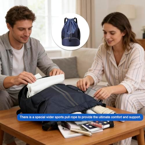 SJDOFU Drawstring Gym Bag, Drawstring Backpack with Shoes Compartment — view 5