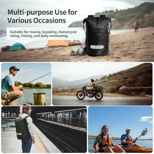 Origem Waterproof Backpack 35L-85L Dry Bag for Swimming (Dark Black, 35L) — view 6