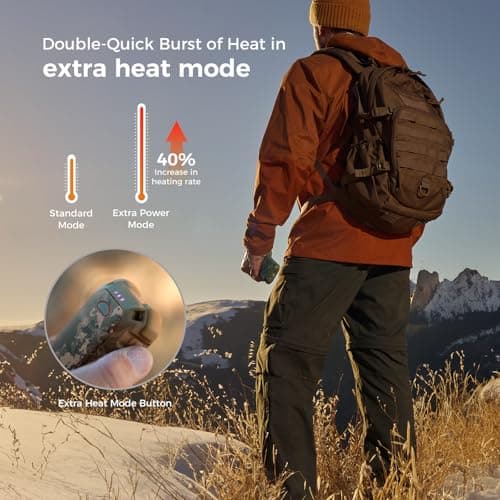 OCOOPA IP56 Waterproof Hand Warmers Rechargeable 10000mAh, Extra Heat Mode, Instant Heat, 16hrs Long Lasting Heating, PD & QC Electric Heater with Torchlight, Outdoor Gifts for Hunting Camping,1 Pack — view 3