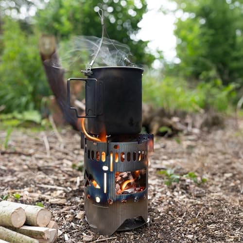 Ultralight Nesting Cookset | Gr1 Titanium 750ml (25fl oz) Cup & 1000ml (32fl oz) Wide-Mouth Bottle | Capacity for Boiling & Eating | Cook System for Hiking, Bushcraft, Camping Cookware | Inc Extras — view 6