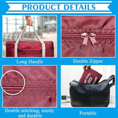 4PCS Foldable Travel Duffel Bag Tote Carry on Luggage Bag Spirit Airlines Personal Item Sports Gym Bag Water Resistant Weekender Overnight Bags for Women and Men (Mix Colors) — view 6