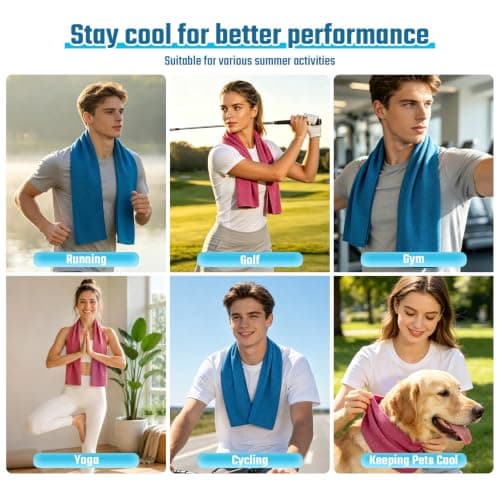 Yftdeltff 2 Pack Cooling Towels, 100x30cm Ice Cool Neck Towel, Soft Breathable Microfiber for Yoga, Golf, Gym, Running, Camping & Hot Weather — view 5