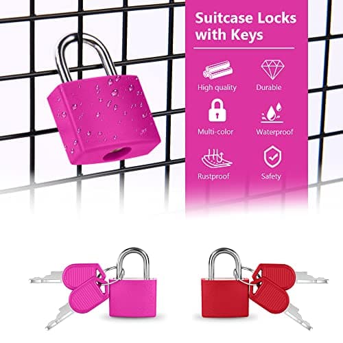 Flintronic 4 Pack Suitcase Lock with Key Small Padlock Luggage Lock Travel Lock Backpack Lock, Color Metal Padlock with Key, Small Padlock for Travel Backpack Play Fitness — view 3