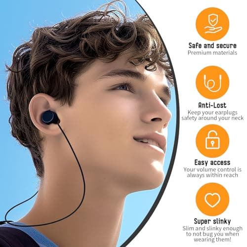 Qianyu 2PCS Earplug Lanyard Replaceable Tug Resistant Silicone Earplugs Connector Cord Minimal Disruption Earplugs Connector Soft Durable Flexible Earphone Strap Cord for Most Removable Earbuds — view 5