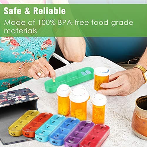 FINPAC Weekly Pill Box 4 Times A Day with PU Leather Case, Hibiscus — view 5
