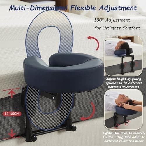ZQBXHDZW Adjustable Massage Headrest For Bed,Face Cradle Headrest,Multifunctional Home Massage Kit,U-Shaped Pillow Comfort Beauty Spa Bed Face Cradle,For Tables Equipment(Black) — view 4
