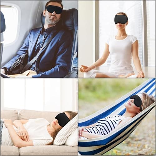 2 Pack Sleep Mask,Silk-Like Eye Mask with Adjustable Strap, Soft Eye Eye Sleep Shade Cover, 100% Light-Blackout Design Reduces Puffy Eyes, Sleeping Aid Blindfold for Night, Travel, Nap (Black*Black) — view 6