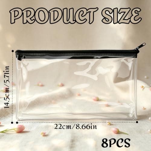 Clear Pencil Cases for Exams, 8 Pack Plastic Pencil Case with Smooth Zipper — view 5