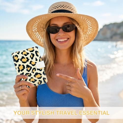 Passport Holder with Airtag Slot, RFID Blocking Leather Cover Wallet for Travel Essentials, Cute Passport Book with Magnetic Buckle, Travel Accessories for Women, Beige, Classic — view 3