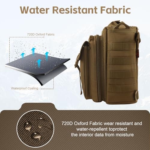 GES 15.6 inch Laptop Bag, Multi-funtion Men's Outdoor Tactical Nylon Shoulder Laptop Messenger Bag,Briefcase Handbags for Camera/Tablet/Notebook (Brown) — view 3