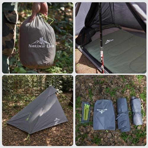 Nature Link Altair One Ultralight Backpacking Tent, 1 Person Trekking Pole Backpacking Tent, Waterproof, Compact, 3 Season, Double Wall Shelter for Backpacking, Camping, Hiking, Trekking — view 6