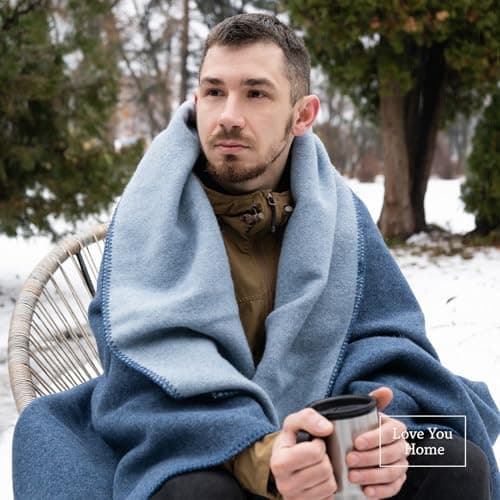Merino Wool Outdoor Blanket, Camping & Travel Reversible Throw, 51 x 67 in — view 6
