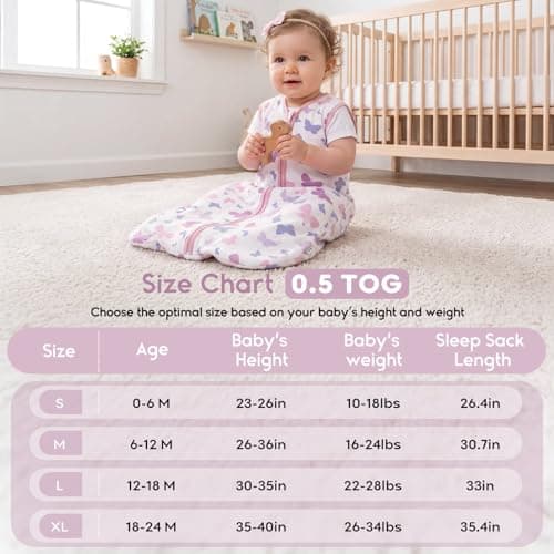 Yoofoss Baby Sleeping Bag 0.5 Tog 0-6 Months - 100% Organic Cotton Summer Lightweight Sleep Sack Soft Sleep Bag for Newbron Infant Unseix Girl Wearable Blanket — view 5