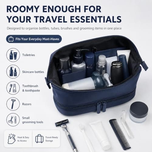 Large Toiletry Bag, Travel Wash Bag and Makeup Bag, Navy Blue — view 3