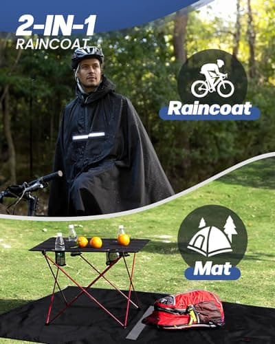 Victoper Waterproof Rain Cycling Poncho for Adults with Upgraded Material, Zipper Closure, Lightweight Design, Suitable for Outdoor Activities Camping, Cycling, and Travel — view 4