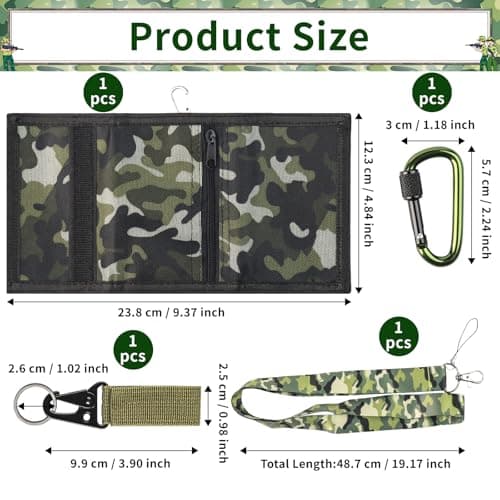 Slim Camouflage Wallet, Boys Camo Purse, Canvas Outdoor Sports Wallet — view 2