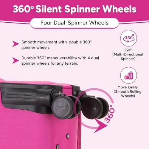 Skylark Large Suitcase 29" Super Lightweight Luggage 20% Expandable 4 Wheel Spinner Soft Shell Check in Luggage for 23kg (Pink, 112 litres) — view 5
