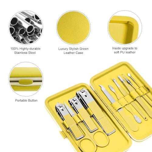 Manicure Set 10pcs Professional Nail Clippers Kit, Yellow — view 6