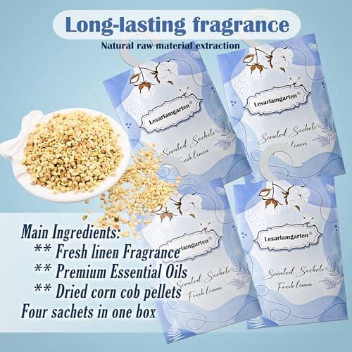 Fresh linen Scented Sachets,Wardrobe Fresheners,4 bags in one pack — view 6