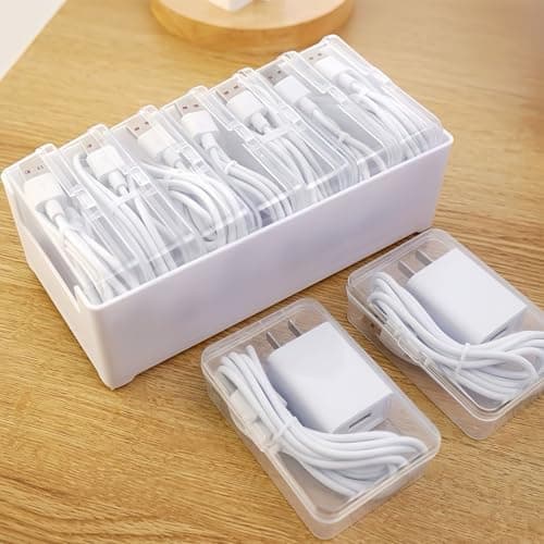Keqeeo 7 Case Cable Storage Box with Cable Straps and Label Stickers, Travel Cord Organizer for Charging Cables, USB Wires, Earphones – Drawer Organization for Home & Office (7 Cases + 7 Cable Straps) — view 5