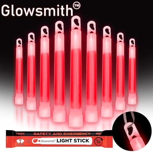 Glow Fever Glow Sticks Bulk, Emergency Safety Military 6'' Lightsticks, Light Up Ultra Bright With 12 Hours Duration For Hiking Party Camping Blackouts Hurricane Shelter Survival Kit (Red, 10PCS) — view 2