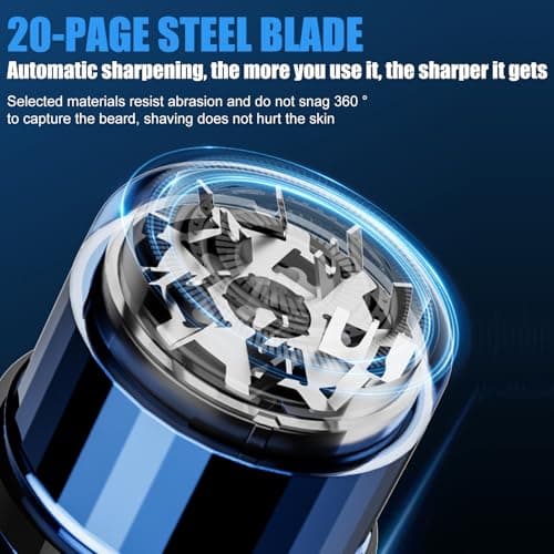 Mini Electric Shaver for Men Women, USB-C Rechargeable Capsule Razor with Wet and Dry Shaving, Portable Shaver with Digital Display, Cordless Compact Shaver for Travel Home Business Trip (Blue) — view 3