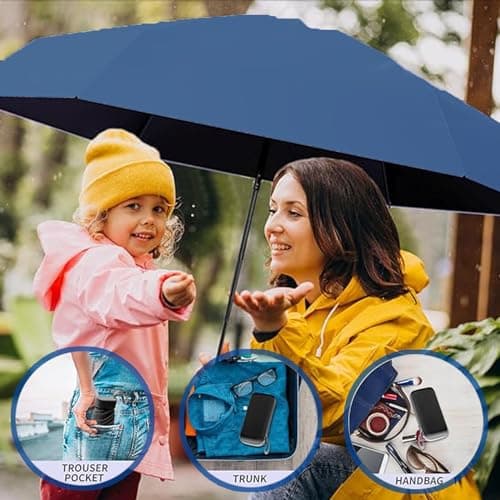 wodehahagou Mini Umbrella - Compact, Portable, UV Protection for Women - Handbag Size, Travel Umbrella with Storage Box (Blue) — view 6