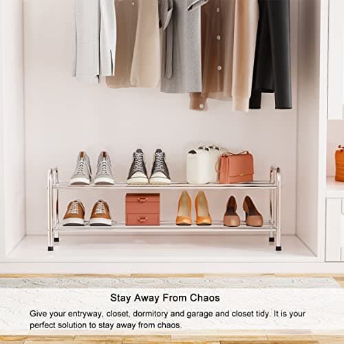 FANHAO 2-Tier Stainless Steel Shoe Rack, Up to 8-Pair Storage Shelf — view 5