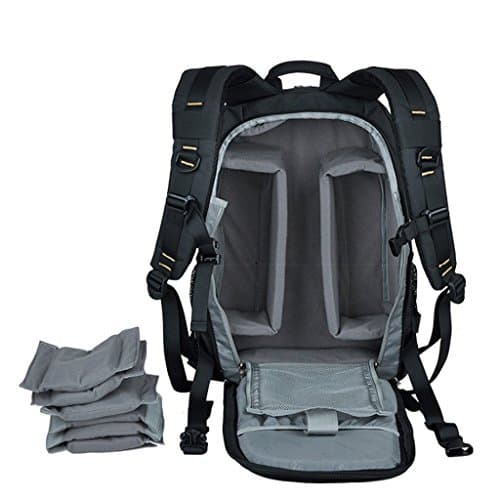YuHan Large Capacity Waterproof Camera Backpack for DSLR/SLR, Shockproof Photography Rucksack with Padded Dividers & Rain Cover, Travel Camera Bag — view 5