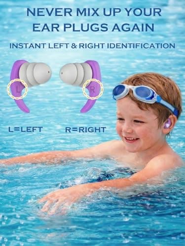 Kids Swimming Ear Plugs, 3 Pairs Waterproof Reusable Silicone Swim Ear Plugs for Pool Bath Showering & Water Sports, Fits Children Ages 3-10 — view 4