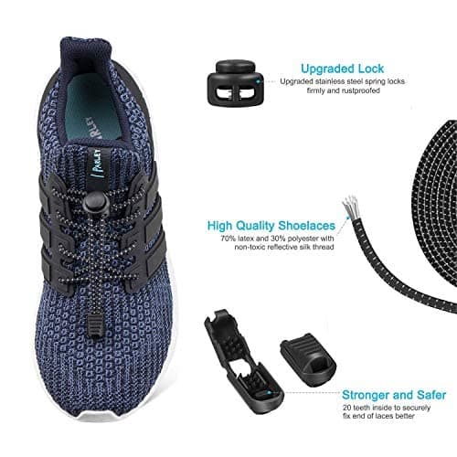 AIXMEET 5 Pairs Elastic Shoe Laces for Kids & Adults No Tie Shoe Laces Lock Shoe laces Suitable for Sneakers Hiking Shoes Board Shoes Casual Shoes Boots(Black+White+Grey+Blue+Yellow) — view 4