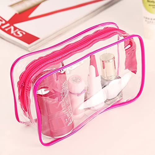 2pcs Clear Travel Toiletry Bag TSA Approved Quart Size Travel Bag Carry-on Liquid Cosmetic Pouch,Transparent Plastic Airport Security Toiletries Bags（Pink） — view 5