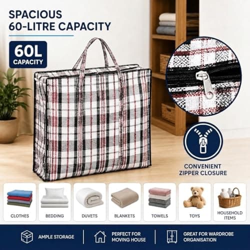 ANSIO Large Laundry Bags, Storage Bags, 60x25x50cm, Black 5 Pack — view 2