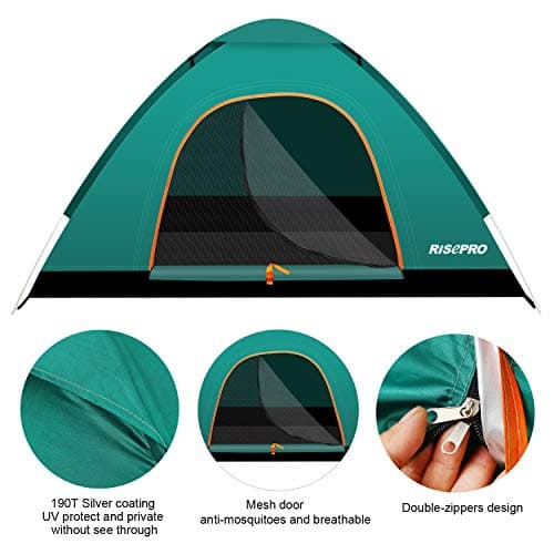 RISEPRO instant automatic pop up tent , 2 Person Lightweight Tent ,Waterproof Windproof, UV Protection , Perfect for Beach, Outdoor, traveling ,hiking ,camping, hunting, fishing, etc — view 3