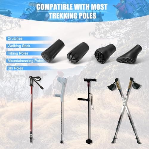 8pcs Walking Stick Rubber Ends, Shock Absorption Non-Slip Cane Tips, Black — view 5