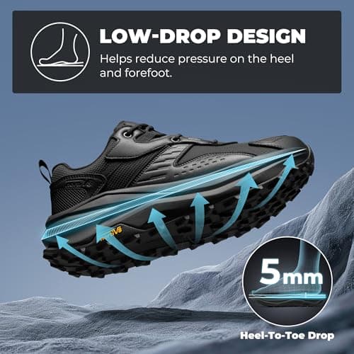 NORTIV 8 Men's Wide Toe Box Waterproof Hiking Shoes,Size 11,Black — view 5