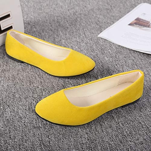 Generic Women's Slip On Flat Walking Ballerina Shoes Casual Work Office Comfortable Cute Shoes Ladies Flat Pumps UK Size 3.5 Yellow — view 4
