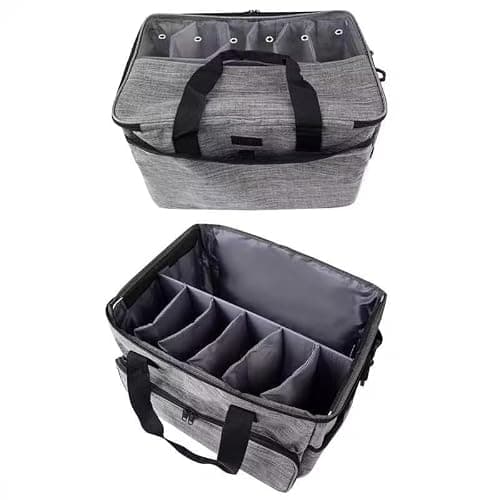 igadgitz home U7254 Knitting Bag, Yarn Storage Bag, Crochet Bag, Wool Storage Bag, Knitting Storage Organiser with Shoulder Strap 124cm (48.8") - Grey — view 4