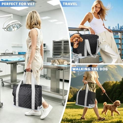 Dog Purse Carrier for Small Dogs, Soft Cat Carrier Tote Bag with Pockets, Portable Lightweight Pet Carrier for Puppies Kittens Rabbits Up to 11 lbs Ideal for Shopping Outdoor Walking Travel — view 5