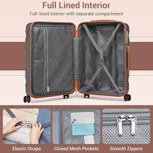 British Traveller Large Suitcase, Lightweight 28 Inch Checked Luggage — view 6
