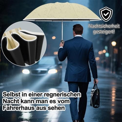 DSDCDJ Strongest Windproof Travel Umbrella, Beige — view 2