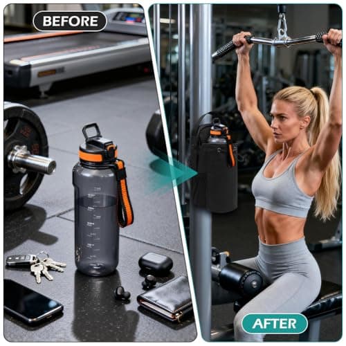 Alaoo Travel Water Bottle Bags, Water Bottle Carrier Bag for Hiking, Magnetic Gym Bag with Man and Woman for Outdoor, Climbing, Walking, Fitness, Black — view 5