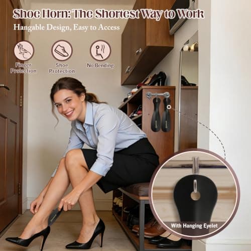 ZOMAKE Metal Shoe Horn Small Shoehorn for Men Women Kids (2pcs 19cm) — view 2