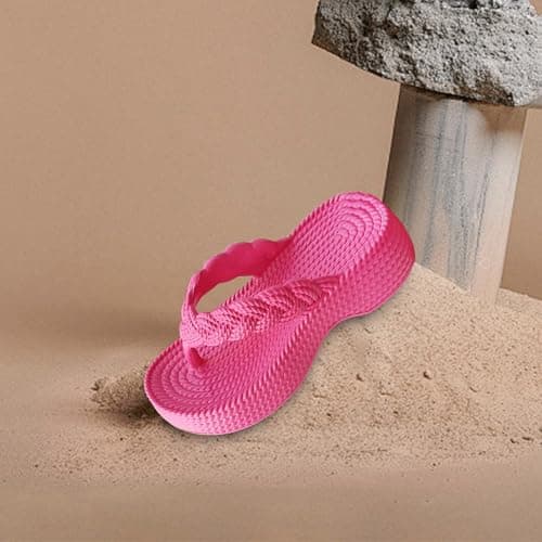 AEGJEGVD Beach Flip Flops Women Linen Sandals,Ladies Thick Sole Slope Heel Flip Flops Summer Outdoor Non-Slip Platform Sandals Soft Comfort Lightweight Sliders Orthopedic Shoes Size 3.5-5.5 — view 2