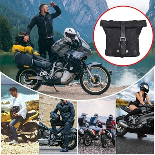 Motorcycle Saddle Bags- 1000g Panniers Side Throw Over Saddle Bags | Waterproof Vintage Oil Waxed Canvas Motorcycle Saddlebags, Motorcycles Tool Bag, Motorcycles Saddlebags for Maintenance Equipment — view 5