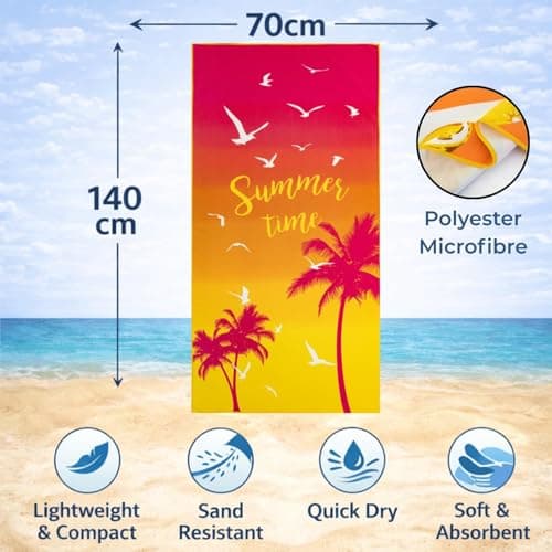 Adore 2 Pack Microfibre Beach Towels 70x140cm - Let's Go & Summertime Palms — view 3
