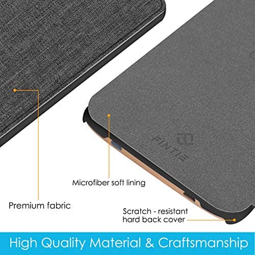 Fintie Slimshell Case for Pocketbook Touch HD 3 / Touch Lux 4 / Basic Lux 2 E-Reader - Premium Lightweight Fabric Cover with Auto Sleep/Wake Function, Denim Charcoal — view 3