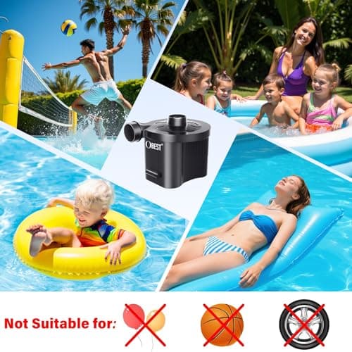 OBEST Electric Air Pump, Battery Powered, Portable USB Mini Inflator/Deflator for Inflatables, Mattress, Pool, Outdoor Pool, Boat — view 6