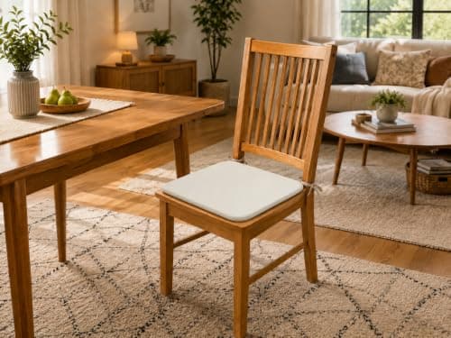 L S U Multi Pack Comfortable Seat Pad for Dining Chair Kitchen Garden with Tie on indoor Outdoor Foam Cushions (Cream, 4) — view 4