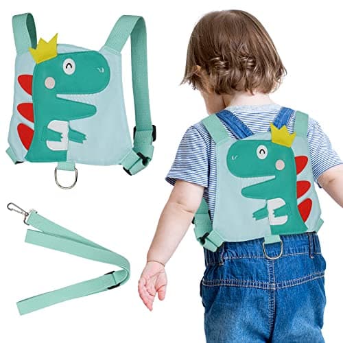 AOMIG Baby Reins, Baby Walking Reins and Toddler Safety Harness, Dinosaur Baby Reins Safety Leash for Toddlers Boys and Girls (Green) — view 2